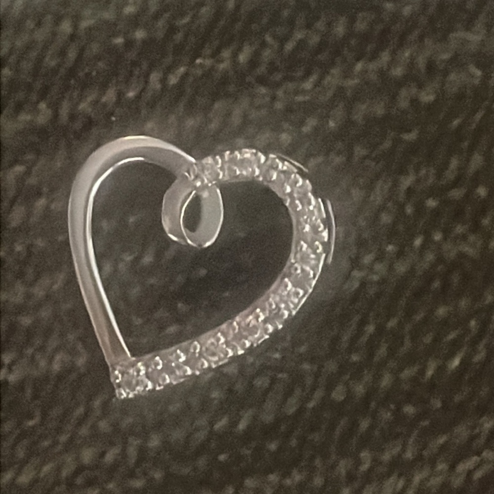 10K DIAMOND White Solid Gold .10 Ctw HEART PENDANT Fine Jewelry